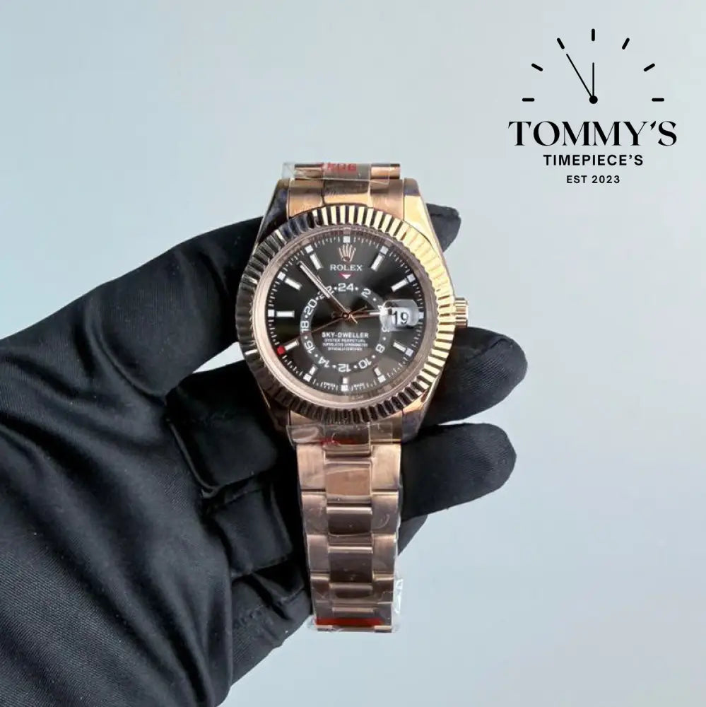 AAA+ Sky Dweller (326935) 42mm Dark Rhodium Dial-Oyster Bracelet (Fluted Bezel)