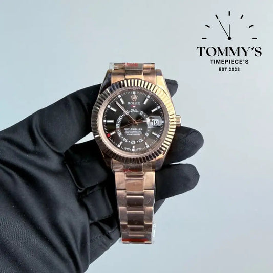 AAA+ Sky Dweller (326935) 42mm Dark Rhodium Dial-Oyster Bracelet (Fluted Bezel)