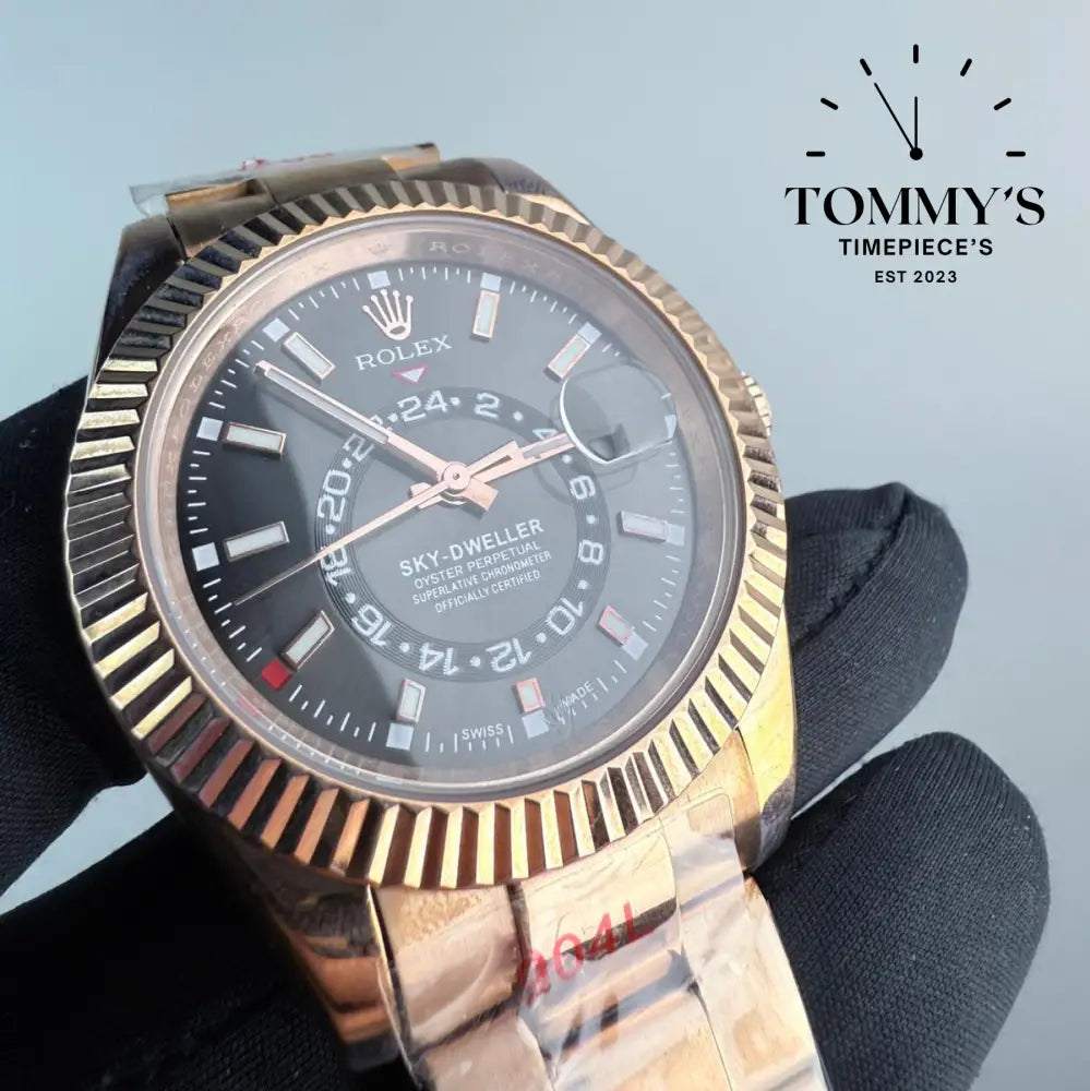 AAA+ Sky Dweller (326935) 42mm Dark Rhodium Dial-Oyster Bracelet (Fluted Bezel)