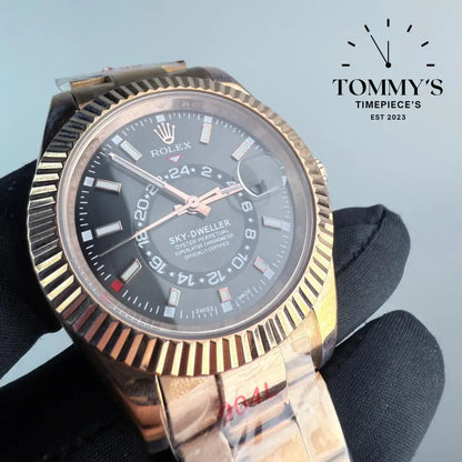 AAA+ Sky Dweller (326935) 42mm Dark Rhodium Dial-Oyster Bracelet (Fluted Bezel)