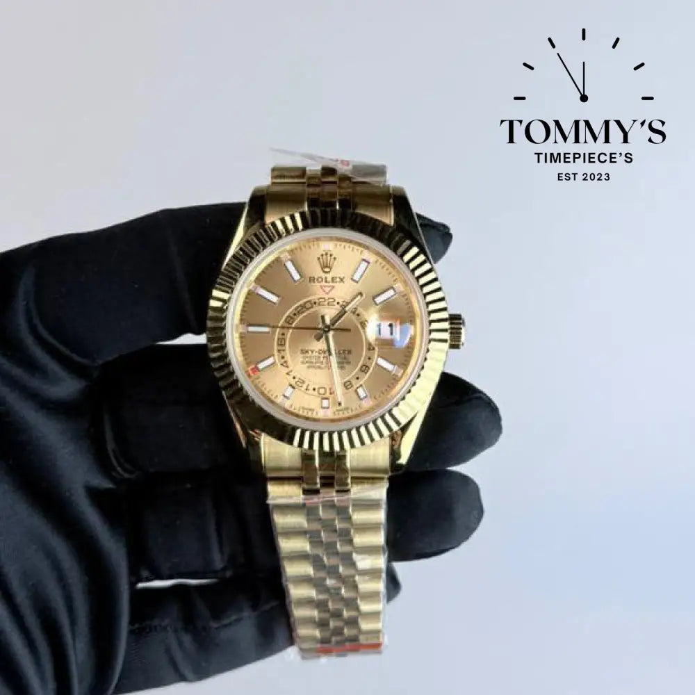 AAA+ Skydweller (326934) 42mm Champagne Dial- Jubilee Bracelet (Fluted Bezel)
