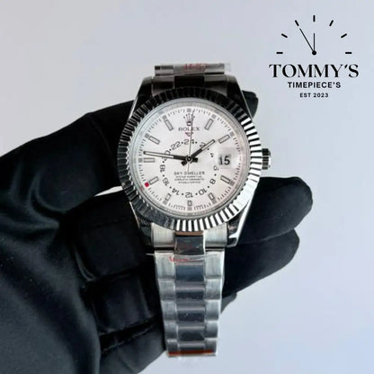 AAA+ Skydweller (326934) 42mm White Dial- Oyster Bracelet (Fluted Bezel)