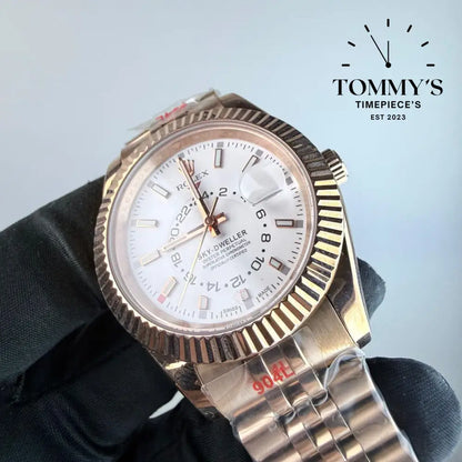AAA+ Skydweller (326935) 42mm White Dial- Jubilee Bracelet (Fluted Bezel)