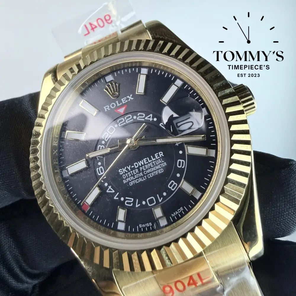 AAA+ Skydweller (326938) 42mm Black Dial- Oyster Bracelet (Fluted Bezel)
