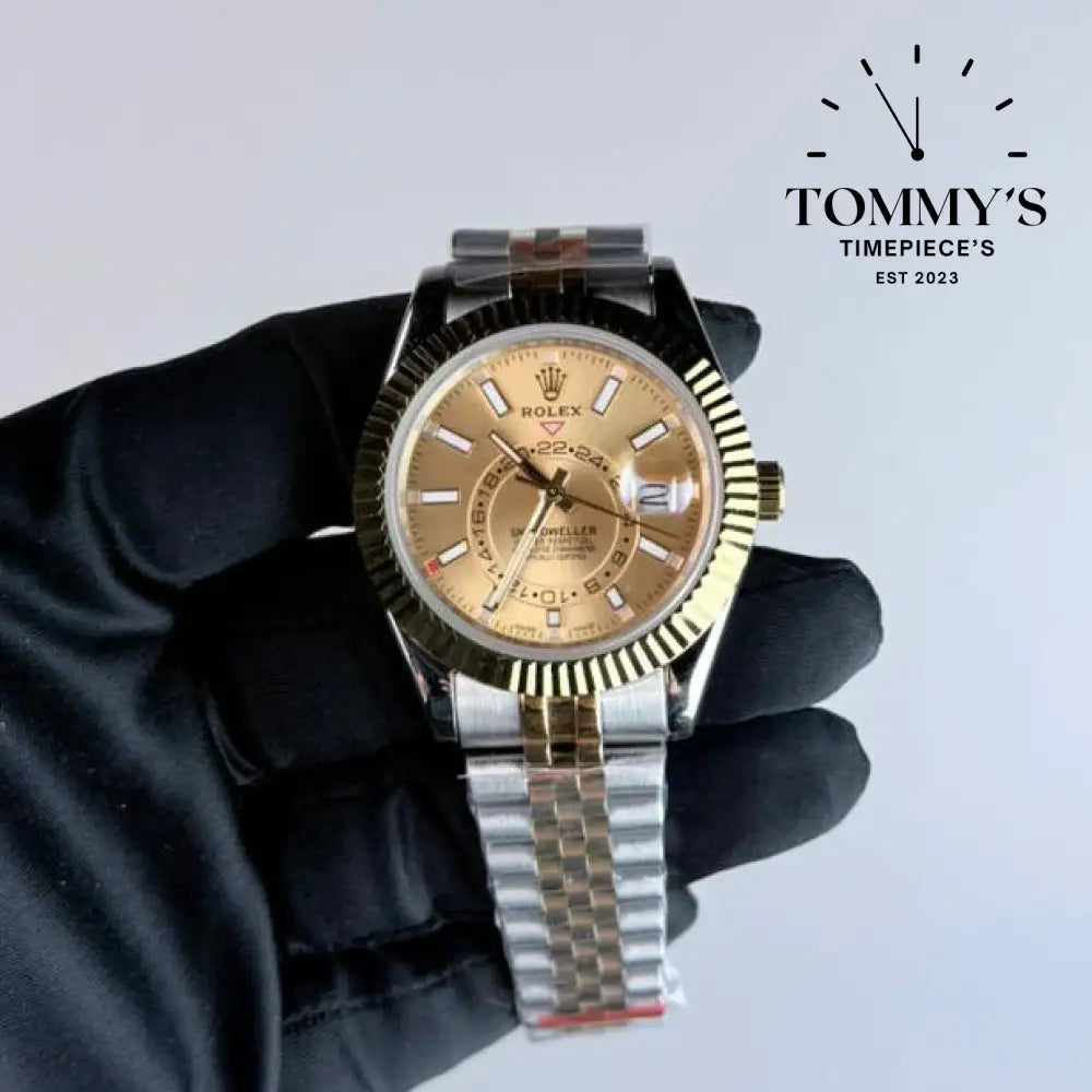 AAA+ Skydweller (336933) 42mm Champagne Dial- Jubilee Bracelet (Fluted Bezel)
