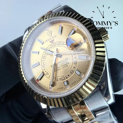 AAA+ Skydweller (336933) 42mm Champagne Dial- Jubilee Bracelet (Fluted Bezel)