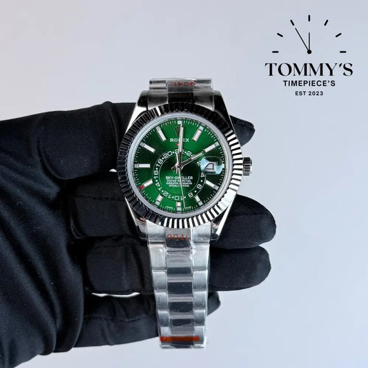 AAA+ Skydweller (336934) 42mm Green Dial-Oyster Bracelet (Fluted Bezel)