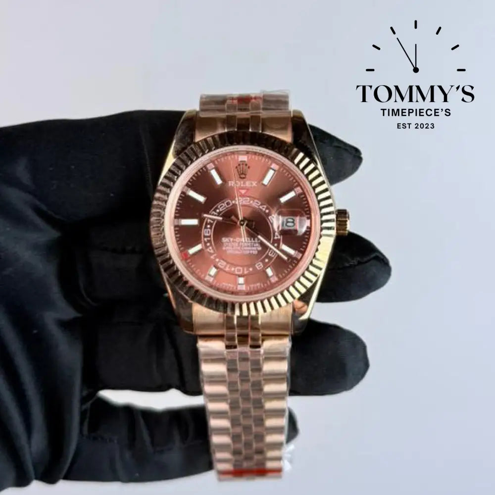 AAA+ Skydweller (336935) 42mm Chocolate Dial- Jubilee Bracelet (Fluted Bezel)