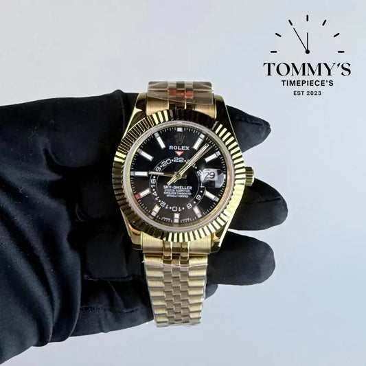 AAA+ Skydweller (336938-0005) 42mm Black Dial- Jubilee Bracelet (Fluted Bezel)