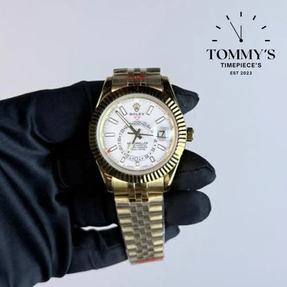 AAA+ Skydweller (M336938-0006) 42mm White Dial- Jubilee Bracelet (Fluted Bezel)