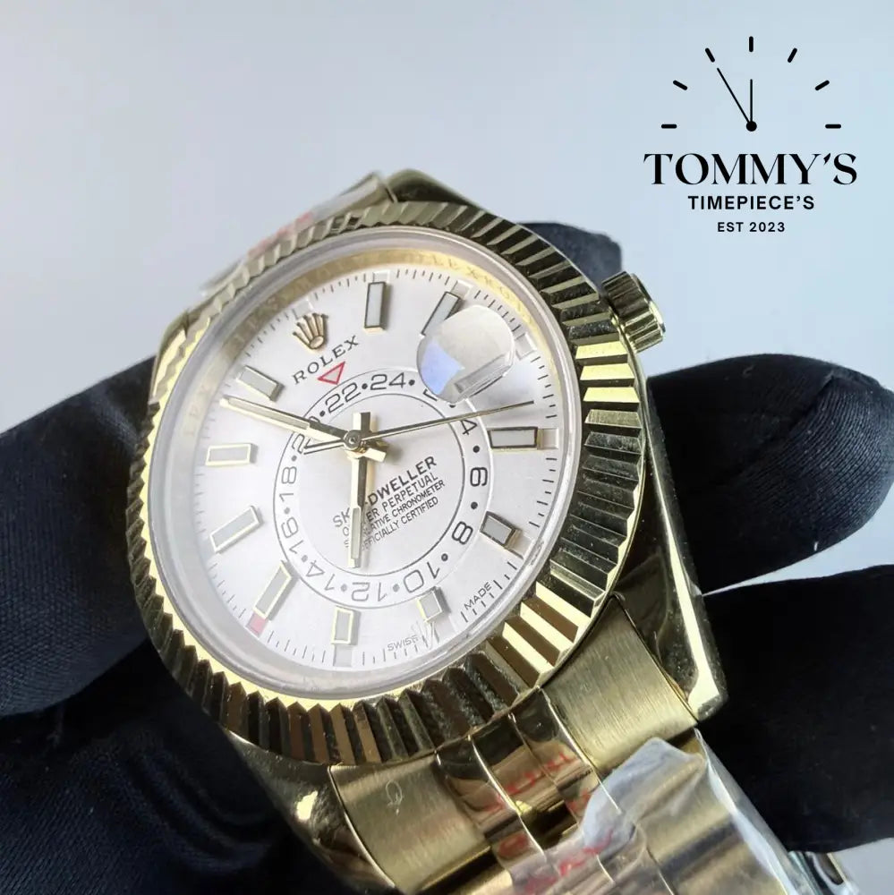 AAA+ Skydweller (M336938-0006) 42mm White Dial- Jubilee Bracelet (Fluted Bezel)