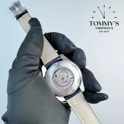 AAA+ Speedmaster Moonphase Co-Axial Master Chronometer Chronograph 44mm Blue Dial-Leather Strap (Blue Bezel) Watches