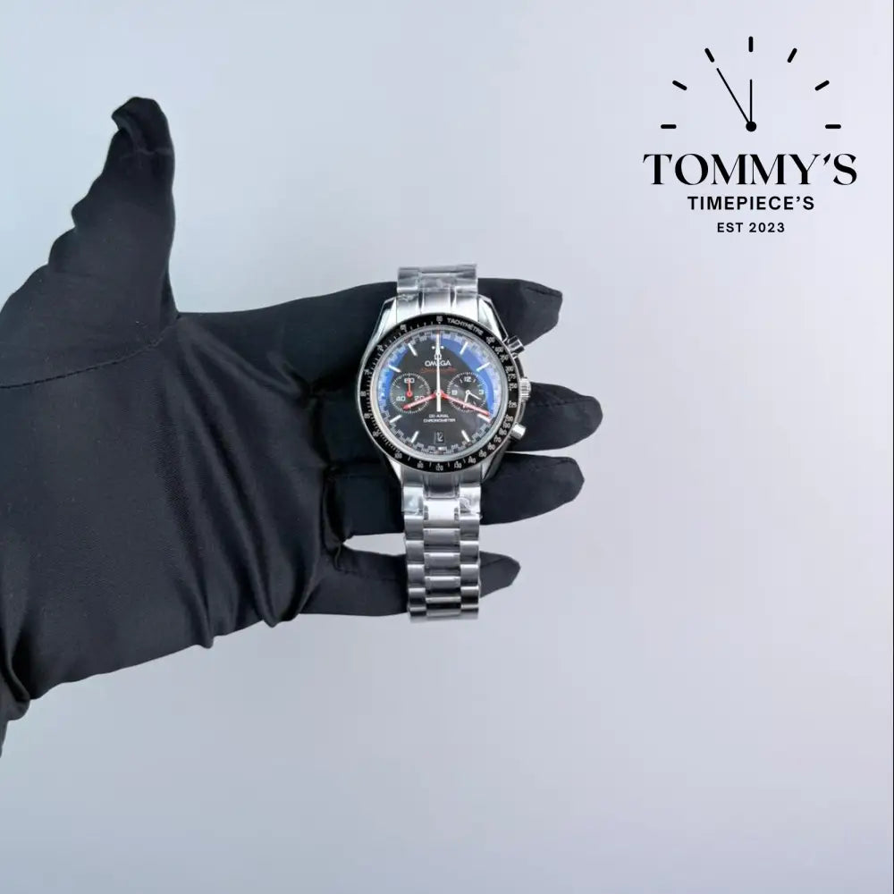 AAA+ Speedmaster Racing Co-Axial Master Chronometer Chronograph 42mm Black Dial-Stainless Steel Bracelet (Black Bezel)
