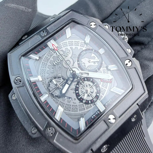 AAA+ Spirit of Big Bang Black Magic 42mm Skeletonized Dial-Rubber Strap (Black Bezel) Watches