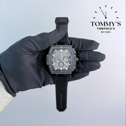 AAA+ Spirit of Big Bang Black Magic 42mm Skeletonized Dial-Rubber Strap (Black Bezel) Watches