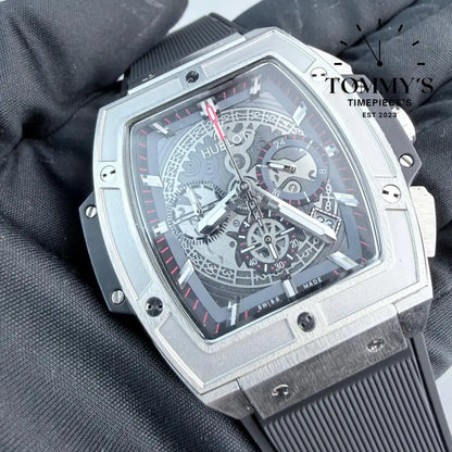AAA+ Spirit of Big Bang Chronograph 45mm Skeletonized Dial-Rubber Strap (Matt Silver Bezel) Watches