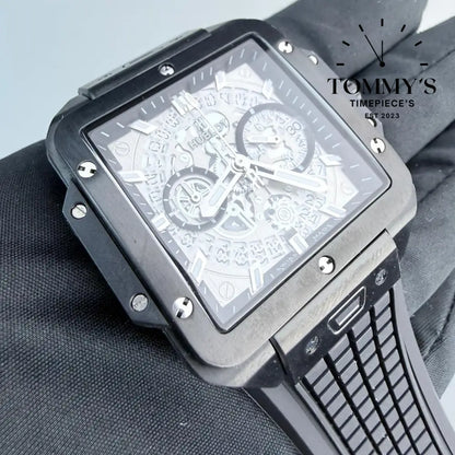 AAA+ Square Bang Unico Black Magic 42mm Skeletonized Sapphire Crystal Dial-Rubber Strap (Matt Black Bezel) Watches