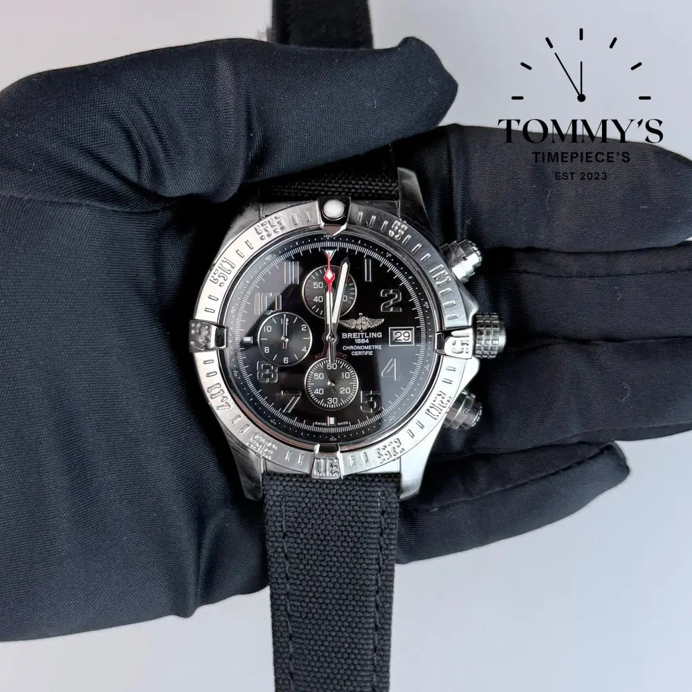 AAA+ Super Avenger II Chronograph 48mm Black Dial- Leather Strap