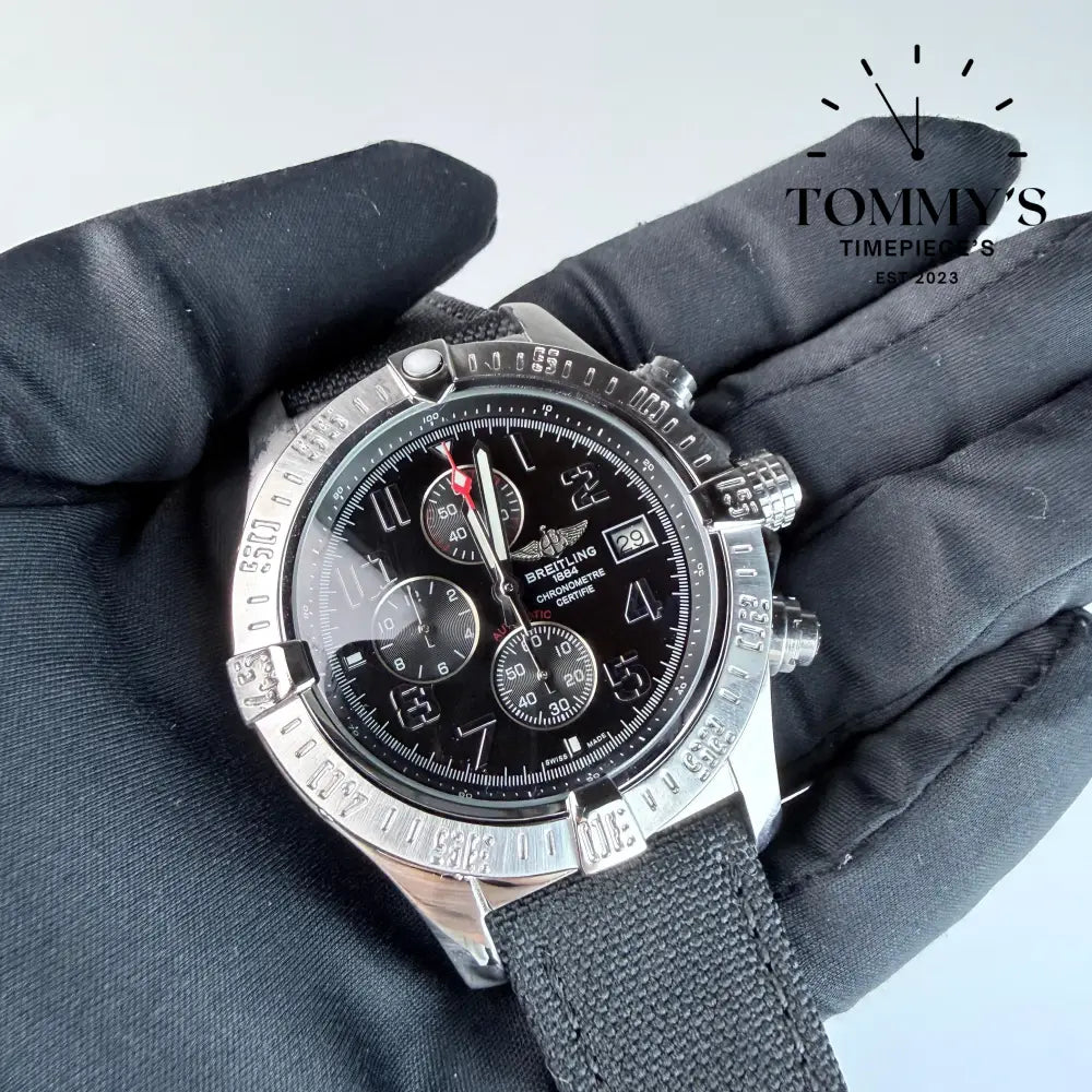 AAA+ Super Avenger II Chronograph 48mm Black Dial- Leather Strap