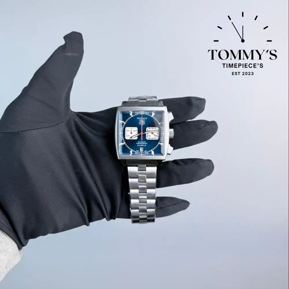 Clone Monaco Chronograph 39mm Blue Dial-Stainless Steel Bracelet (Silver Bezel) Watches