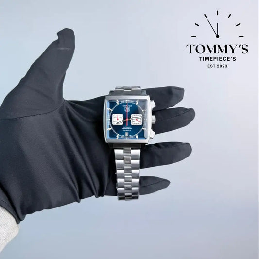 Clone Monaco Chronograph 39mm Blue Dial-Stainless Steel Bracelet (Silver Bezel) Watches