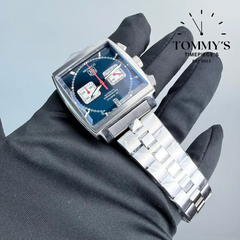 Clone Monaco Chronograph 39mm Blue Dial-Stainless Steel Bracelet (Silver Bezel) Watches