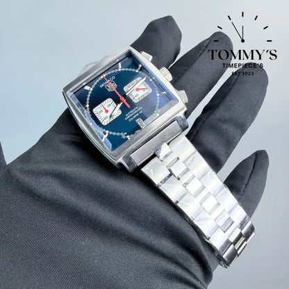 Clone Monaco Chronograph 39mm Blue Dial-Stainless Steel Bracelet (Silver Bezel) Watches