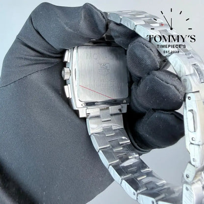 Clone Monaco Chronograph 39mm Blue Sunburst Dial-Stainless Steel Bracelet (Silver Bezel) Watches