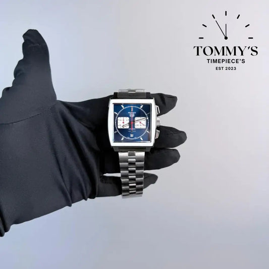 Clone Monaco Chronograph 39mm Blue Sunburst Dial-Stainless Steel Bracelet (Silver Bezel) Watches