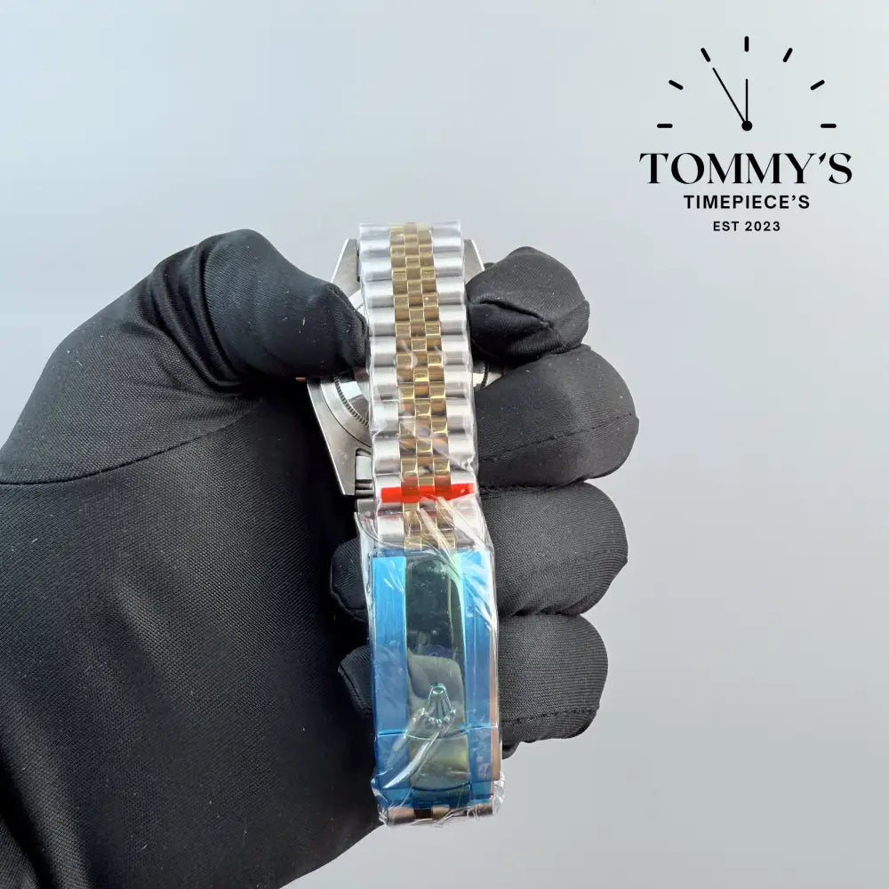 AAA + Datejust 41mm Black Dial (Bimetal Gold) With Jubilee With Fluted Bezel