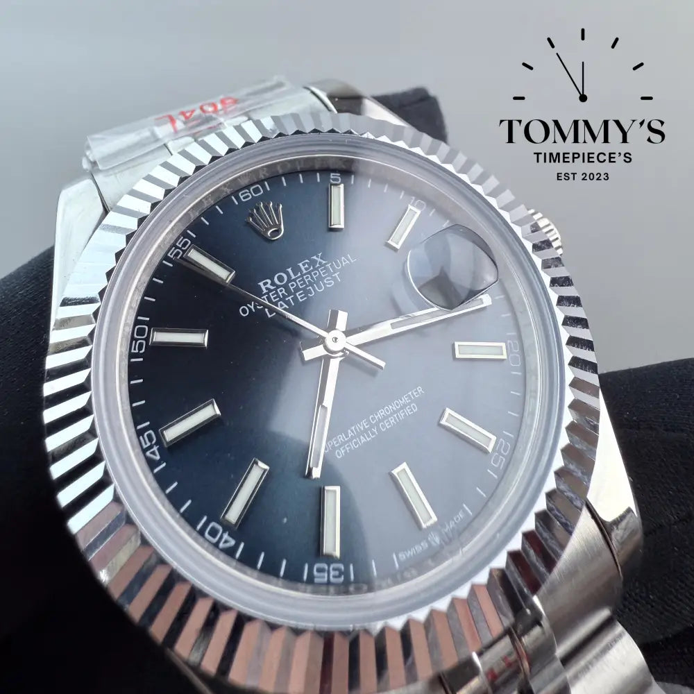 AAA + Datejust 41mm Blue Dial On Jubilee With Fluted Bezel