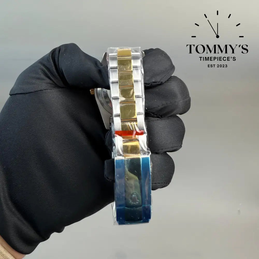 AAA + Datejust 41mm Blue Motif Dial (Bimetal Gold) On Oyster With Fluted Bezel