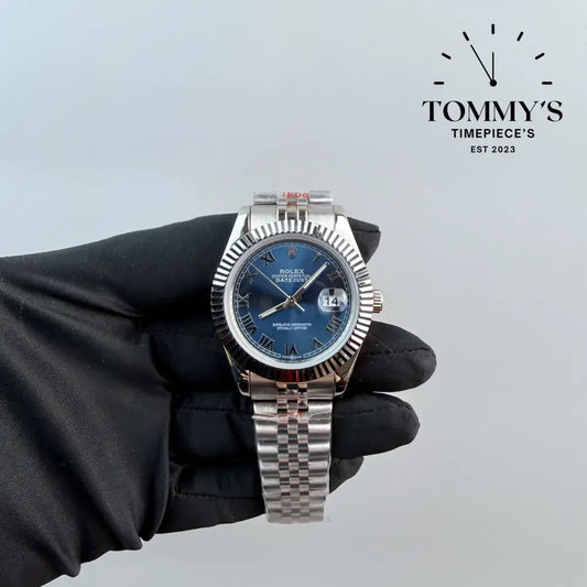 AAA + Datejust 41mm Blue Roman Dial With Jubilee With Fluted Bezel