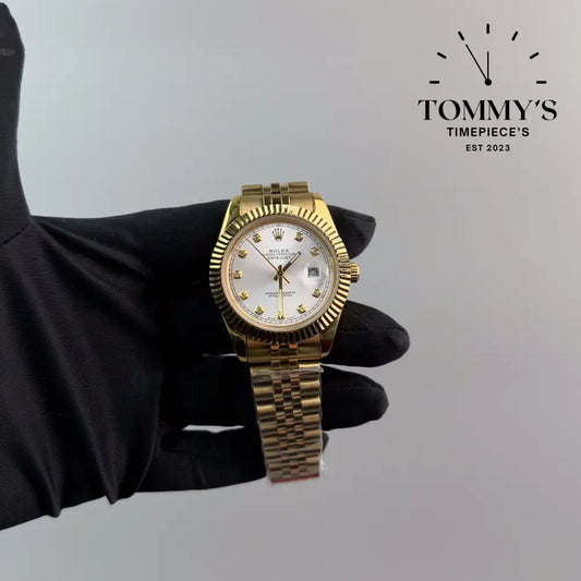 AAA + Datejust 41mm White Dial (Full Gold) Jubilee With Fluted Bezel