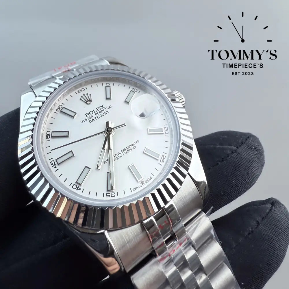 AAA + Datejust 41mm White Dial Jubilee With Fluted Bezel