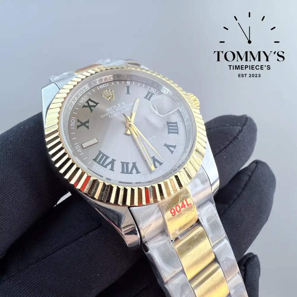 AAA + Datejust 41mm Wimbledon Dial (Bimetal Gold) Oyster With Fluted Bezel