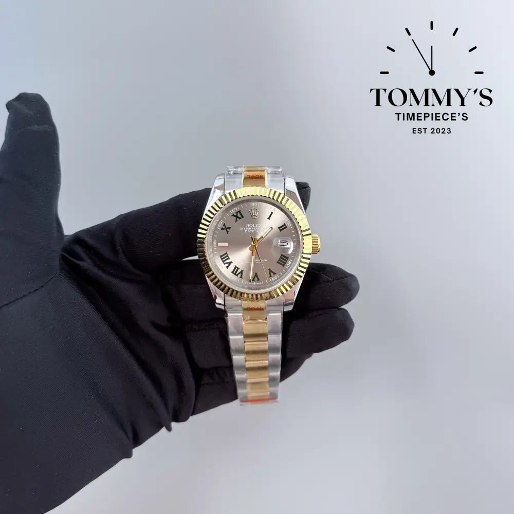 AAA + Datejust 41mm Wimbledon Dial (Bimetal Gold) Oyster With Fluted Bezel