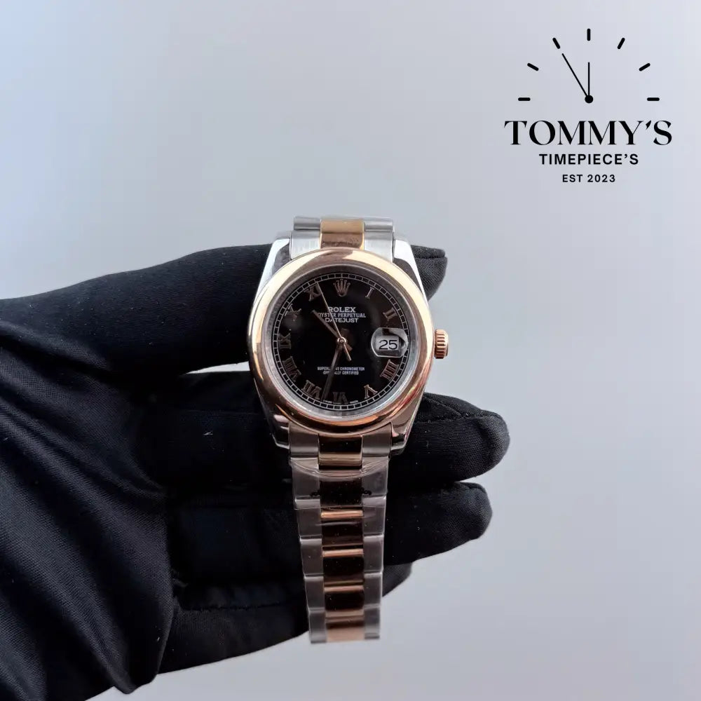 AAA + Datejust Black Dial (Bimetal) Oyster With Smooth Bezel