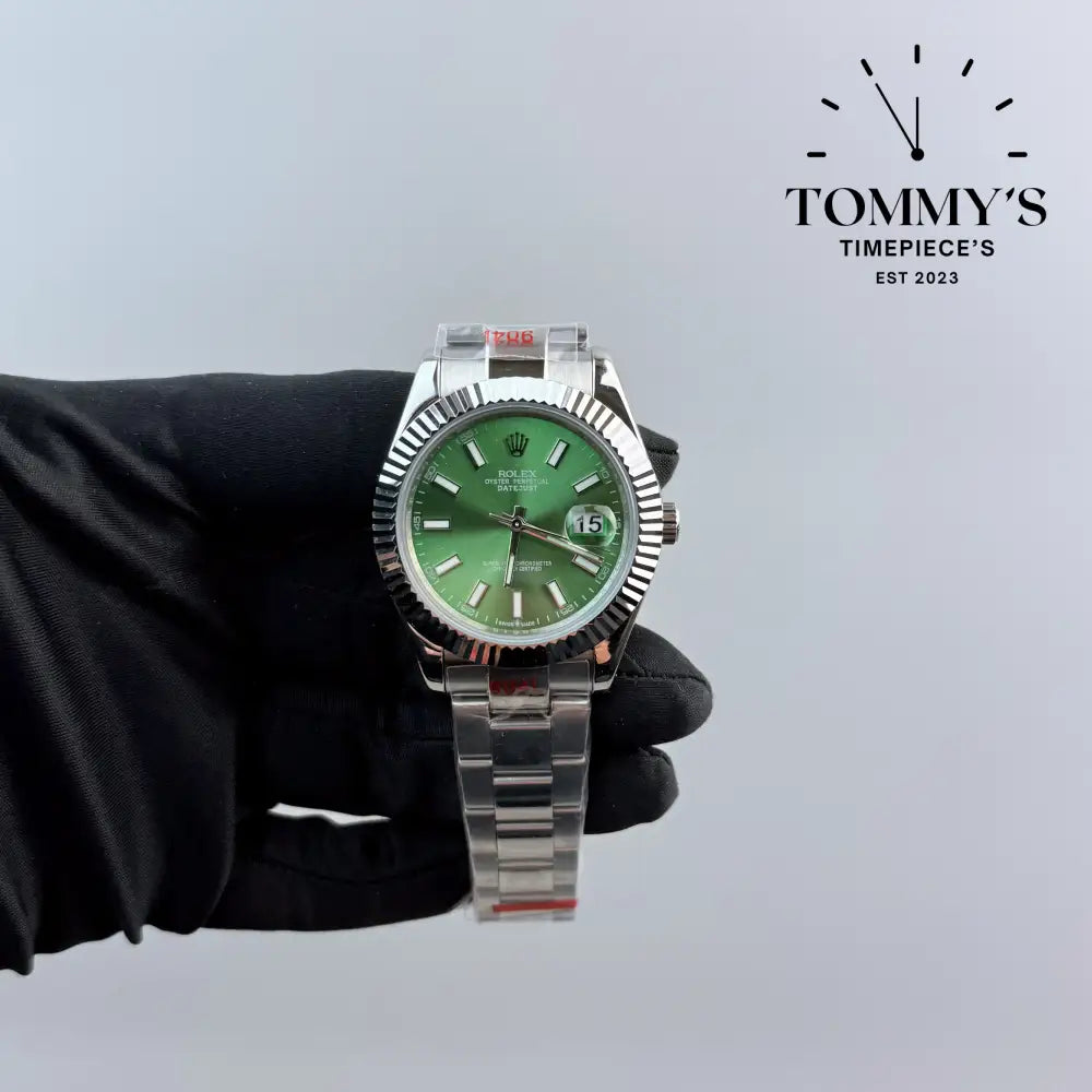 AAA + Datejust Green Dial On Oyster With Fluted Bezel