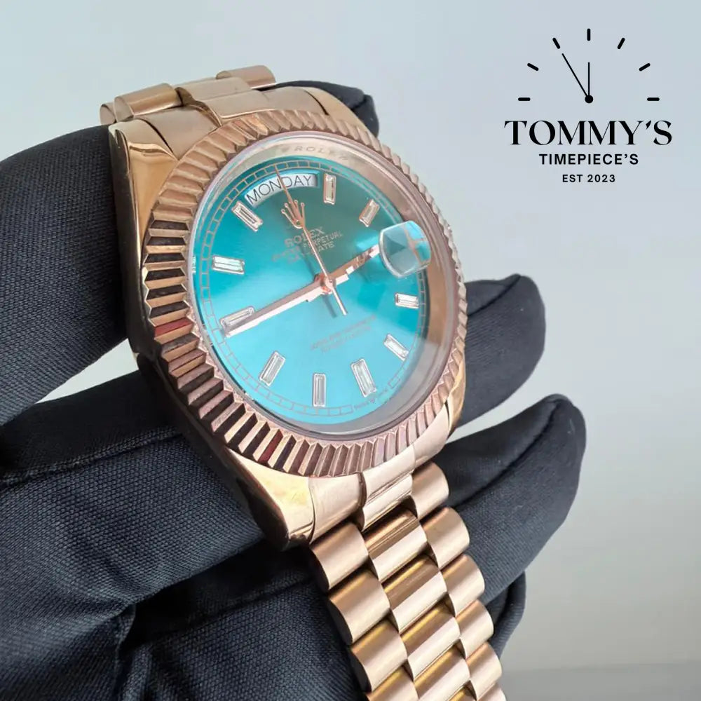 AAA + New Day Date On Turquoise Blue Dial