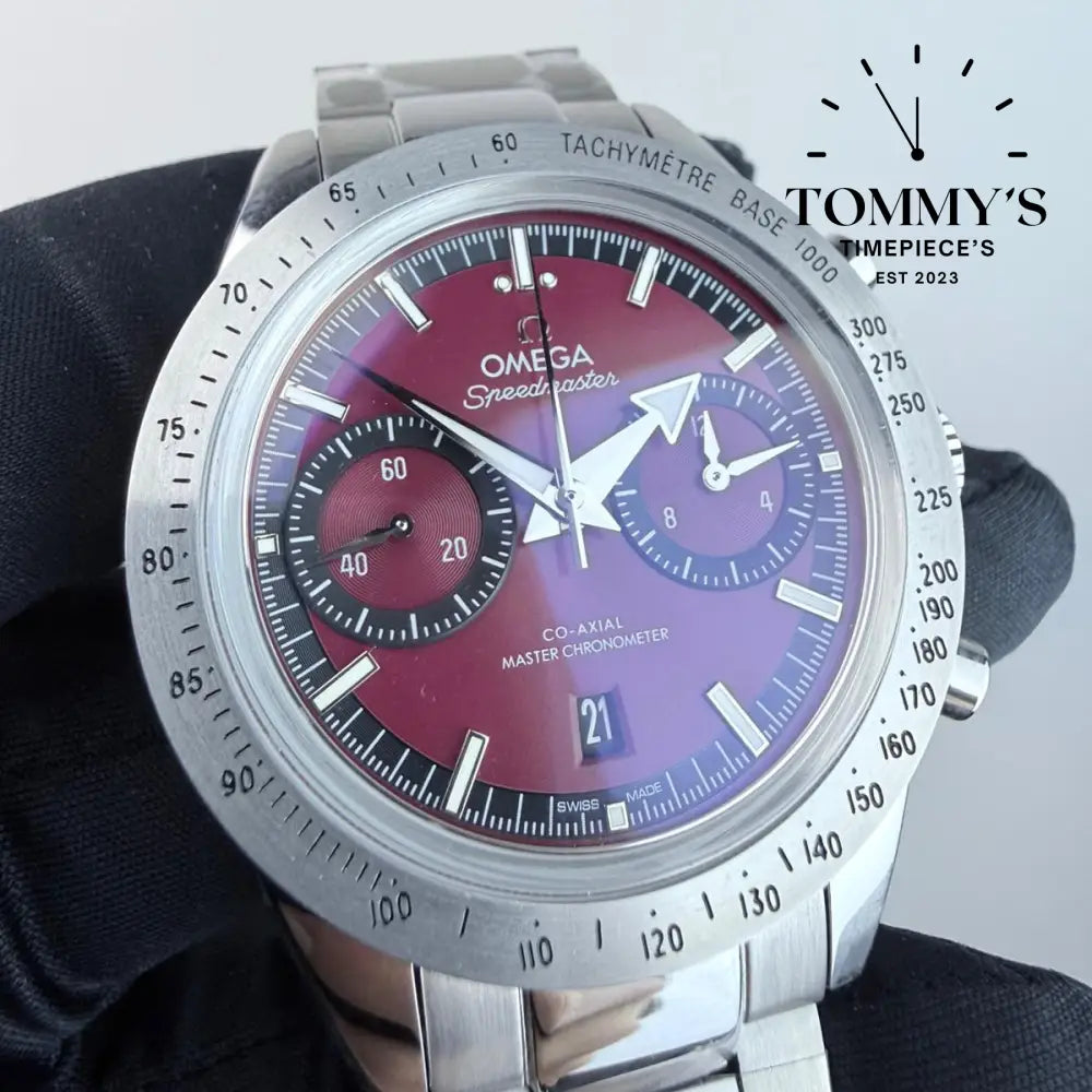 JVS Superclone Speedmaster ’57 Co-Axial Master Chronometer Chronograph 40.5mm Burgundy Dial-Stainless Steel Bracelet