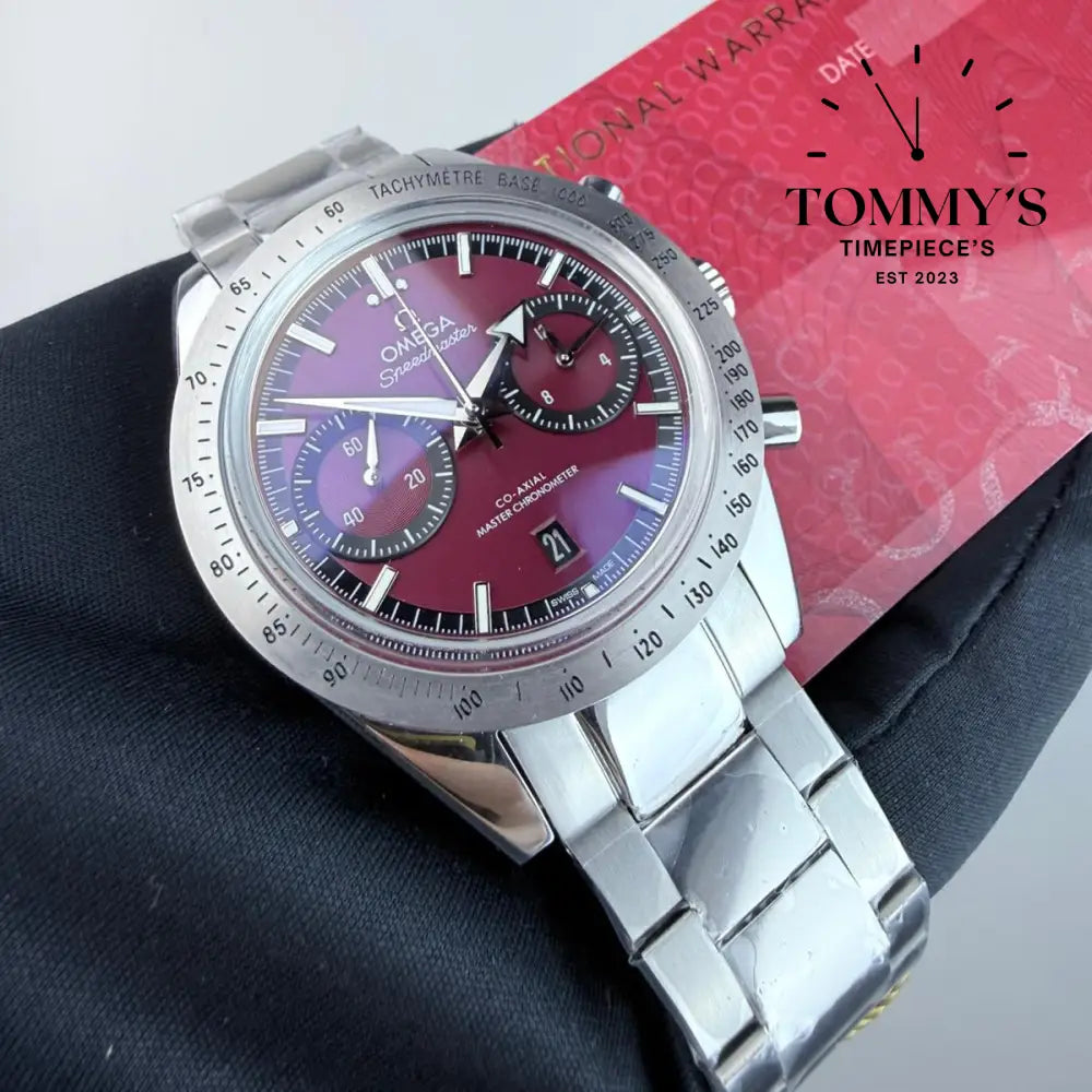JVS Superclone Speedmaster ’57 Co-Axial Master Chronometer Chronograph 40.5mm Burgundy Dial-Stainless Steel Bracelet