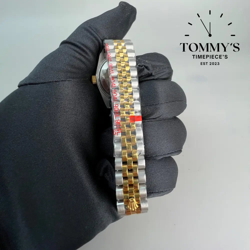 AAA + Ladies Datejust 28mm Gold Dial (Bimetal Gold) On Jubilee With Fluted Bezel