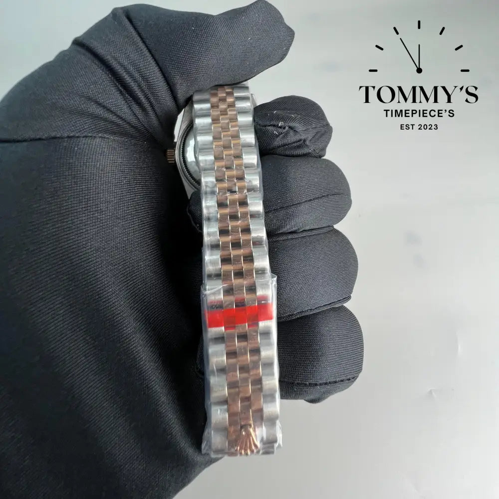 AAA + Ladies Datejust 28mm Green Dial (Bimetal Rose Gold) On Jubilee With Fluted Bezel