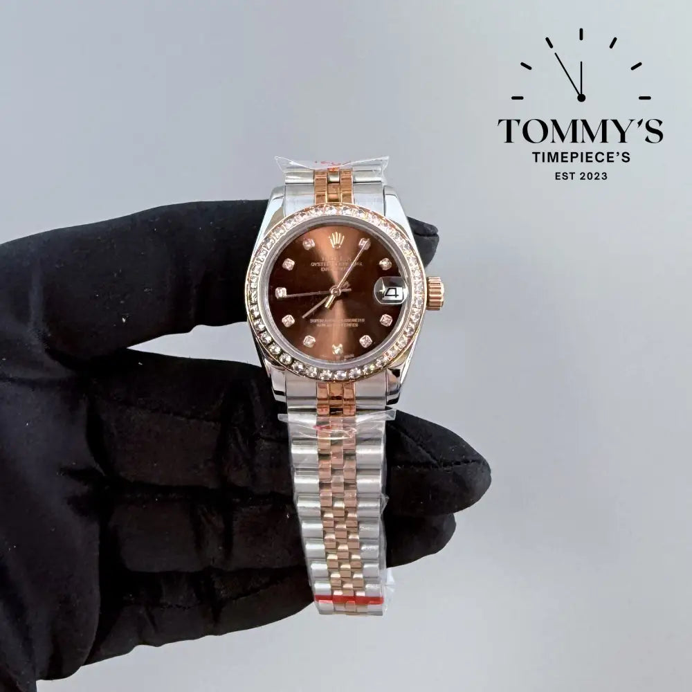 AAA + Ladies Datejust 28mm Rose Gold Dial (Bimetal Rose Gold) Jubilee With Diamond Bezel