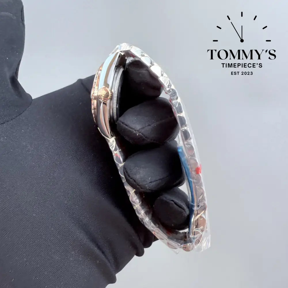 AAA + Ladies Datejust 28mm White Dial (Bimetal Rose Gold) Jubilee With Diamond Bezel