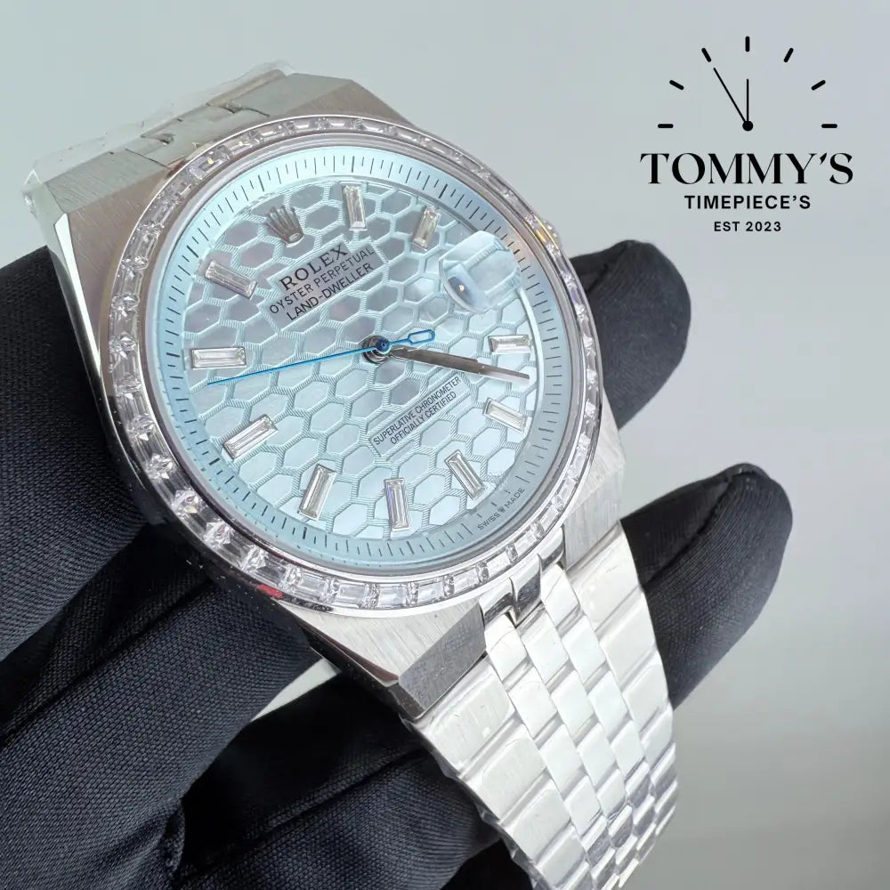 AAA+ Land Dweller Platinum Dial With Diamond Bezel