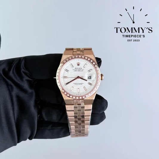 AAA+ Land Dweller White Dial With Diamond Bezel