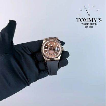 NOOB Superclone Sky-Dweller (326235) 42mm Chocolate Dial-Oysterflex Bracelet (Fluted Bezel) Watches