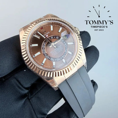 NOOB Superclone Sky-Dweller (326235) 42mm Chocolate Dial-Oysterflex Bracelet (Fluted Bezel) Watches